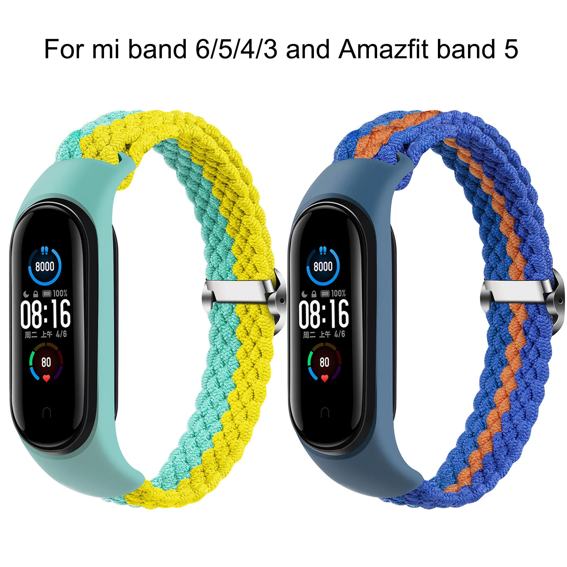 Браслет Forwelleny для Xiaomi Amazfit Band 5 Mi 6 4 3 нейлоновый Эластичный регулируемый ремешок