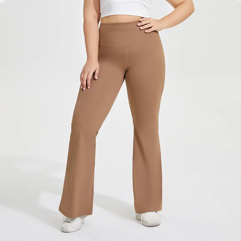 Women Large Size Yoga Flare Pants Nude Feel High Stretch Hip Lift Fitness Pants Plus Size Casual Yoga Pants KK192