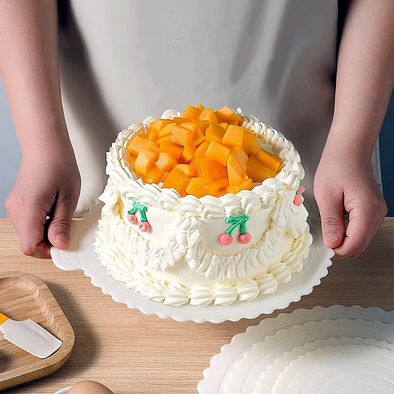 2PCS Reusable ABS plastic Round Cake stands Happy birthday cake Base plate Dessert boards Cake Transfer Tray Baking Tools