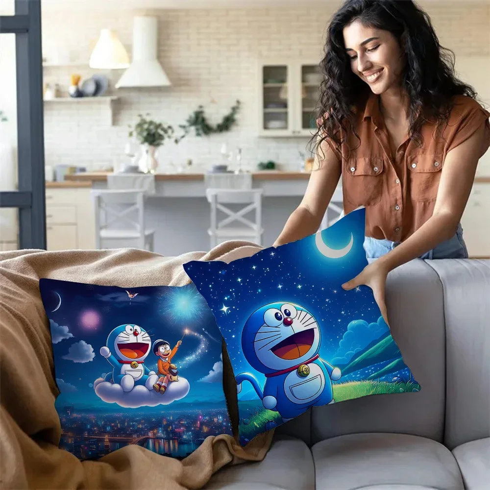 Anime For D-Doraemons Kawaii Pillow Covers Cartoon Sofa Decorative Home Double-sided Printing Short Plush Cute Cushion Cover
