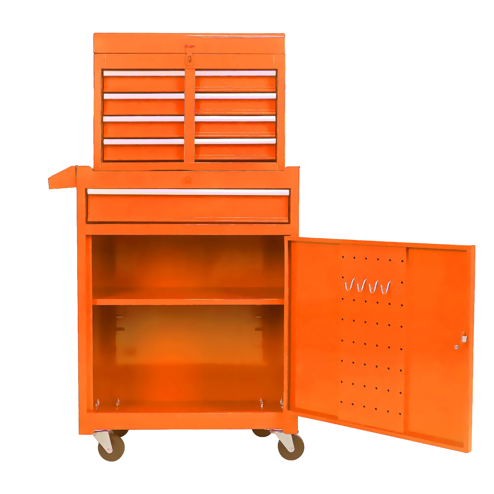 Stapelbare Werkzeugkiste mit 5 Schubladen, Orange | Rollbares Design mit Abnehmbarem Deckel & Verstellbaren Regalen für die Garage – Detail 1