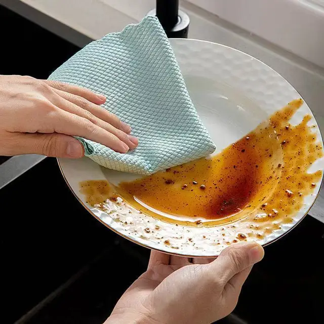 5/10 Pcs Grease Hal Scale Törölje Meg A Hatékony Konyhai Mikroszálas Méretű Mosó Rongyok Tiszta Törülközőszöveteket Otthoni Szerszámok Edénytisztítás - Image 3