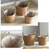 Planter Basket Handmade Woven Planter Basket Laundry Storage Decorative Straw Wicker Rattan Seagrass Garden Flower Pot 4