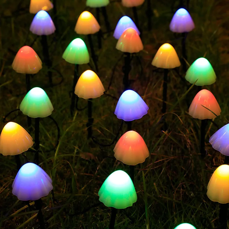 LED Mushroom String Light Solar Power 10/ 20 /30 LED Bulbs Garland Fairy Lights Night Lamp Christmas Party Decoration mushroom rain air humidifier electric aroma diffuser rain cloud smell distributor relax water drops sounds colorful night lights