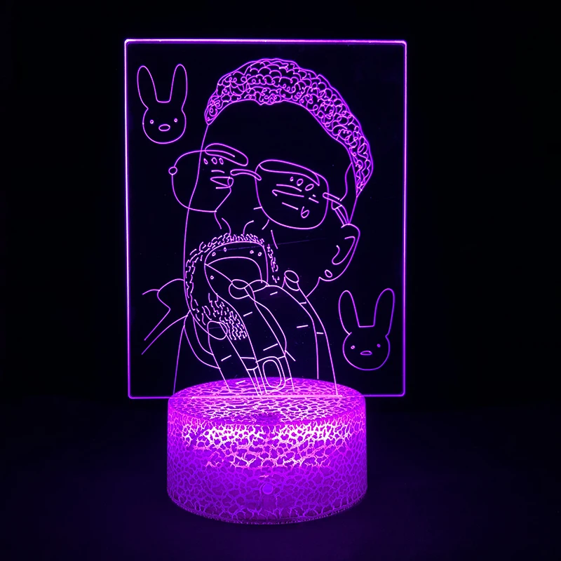 

Светодиодная лампа 3d «Звездный плохой кролик», акриловый декоративный ночник для спальни, туалета, комнаты, подарок на Рождество для детей