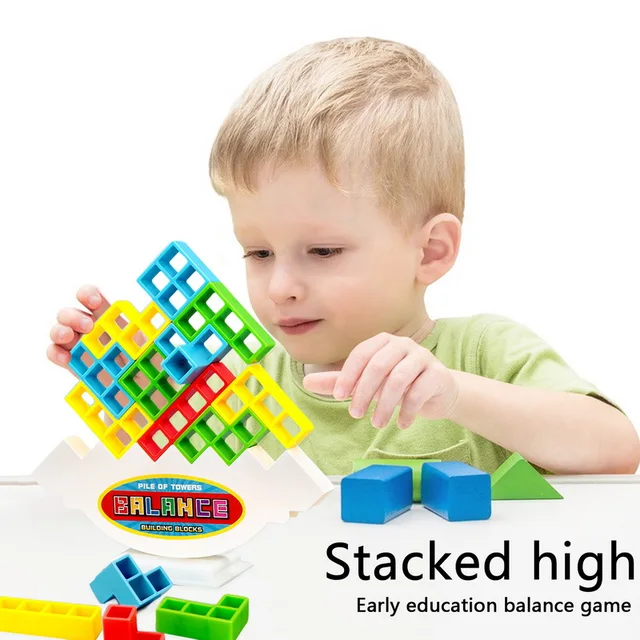 Tetra Tower Game Stacking Blocks Stack Building Blocks Balance Puzzle Board Assembly Bricks Educational Toys for