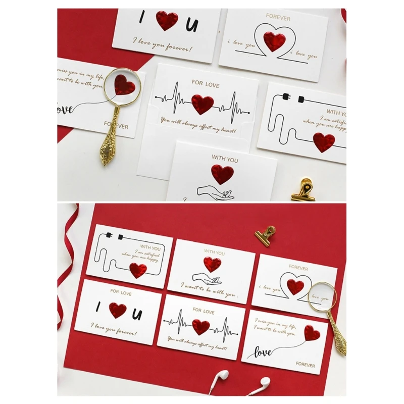 

10 Pieces Valentine Cards Anniversary Card with Envelope for Wife Husband