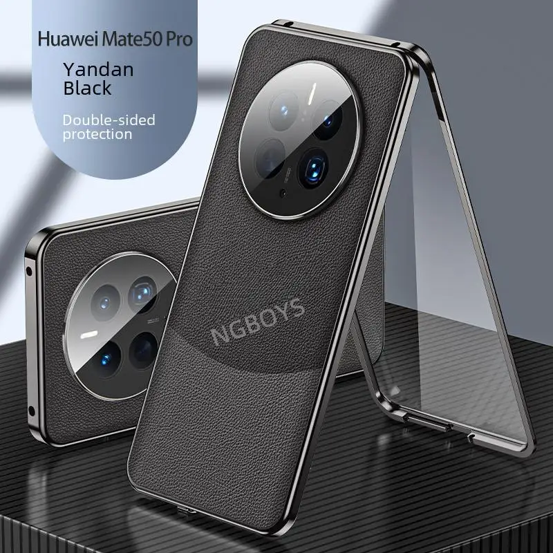 

Чехол для Huawei Mate 50 Pro DCO LX9, 360 полная защита, передний Прозрачный стеклянный чехол, задняя крышка из искусственной кожи, Жесткий Чехол для Huawei Mate 50 Pro