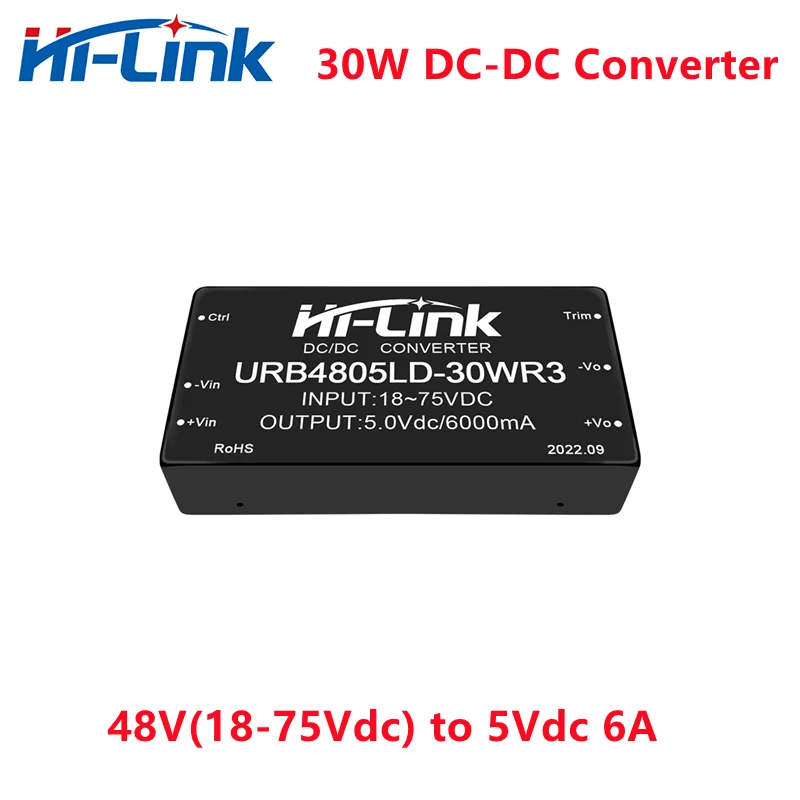 Household URB4805LD-30WR3 30Watt 18-75V DC DC Isolated Power Module 5V 6A Output Step Down Adjustable Converter