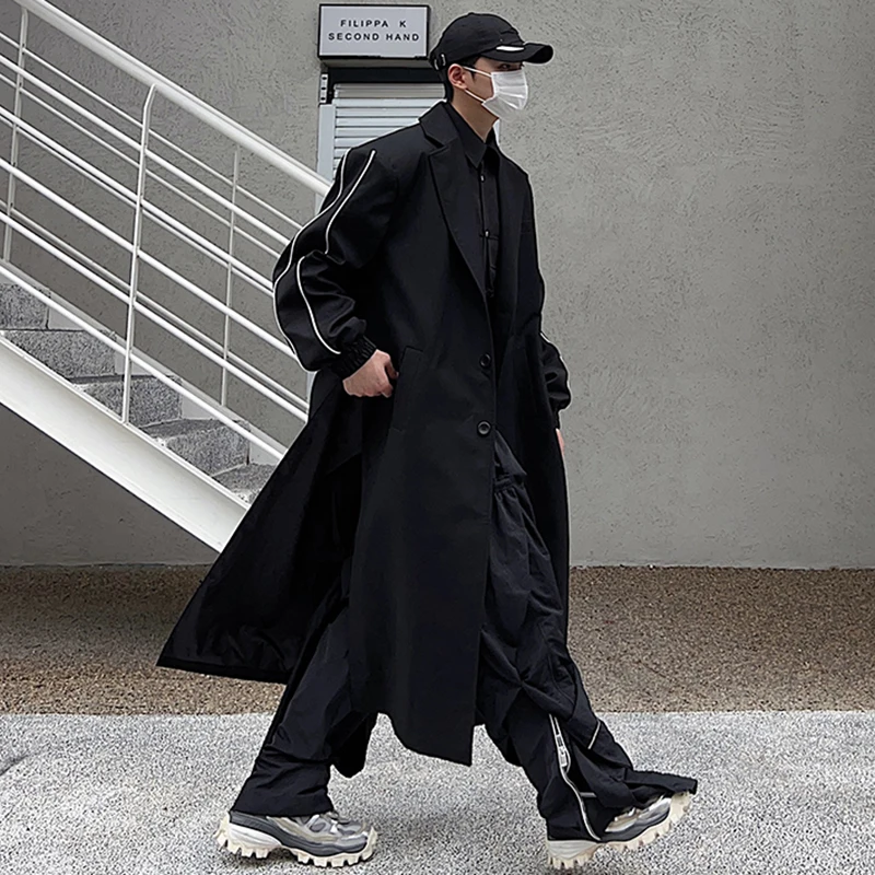 LUZHEN High Quality Street Design Original Long Trench Coat Men's Overcoat Suit Autumn Winter Male Stylish Clothing Bbff91