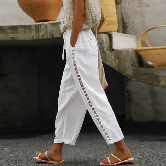 Pantalones capri para mujer, estilo casual, de verano, con bolsillo
