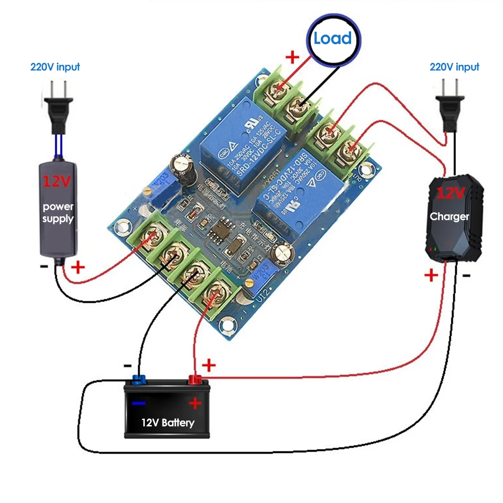 Power Module Automatische Power Switching Module DC12V 10A Schakelaar Module Noodstroomvoorziening Opladen Controller