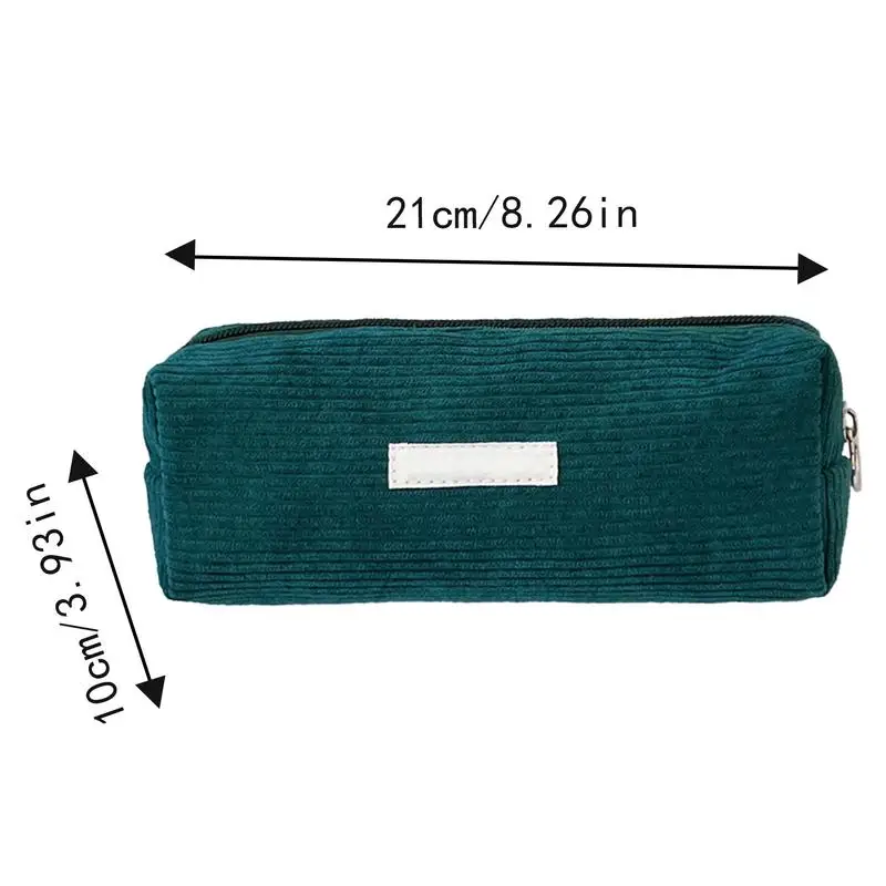 Corduroy Pencil Case Large Capacity Pencil Cases Stationery Solid Color Kawaii School Supplies Zipper Pouch
