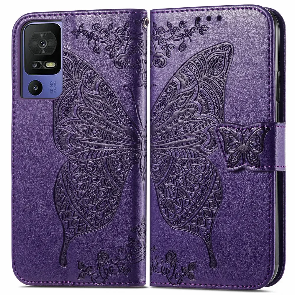 Flip Case Butterfly Leather Funda Per Tcl 40 Se 2023 Case 360 Protect Wallet Skin Capa Tcl 40R 40Se 405 403 4X Tcl40 Book Cover