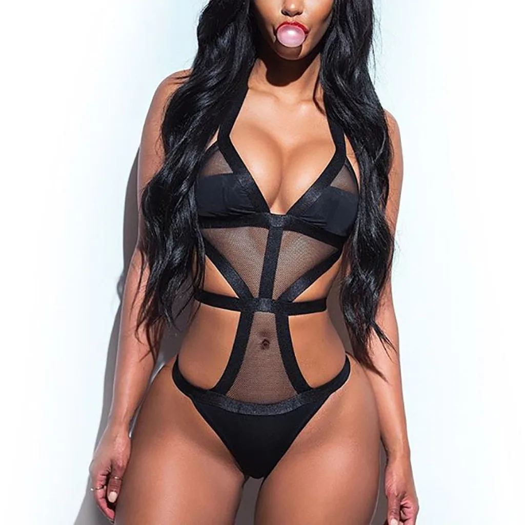 

Plus Size Lingerie Gowns 3x-4x Bathing Bikini Deep Set Women Suit V Beach Swimsuit Hollow Bra Sexy Slip Dress For Women Lingerie