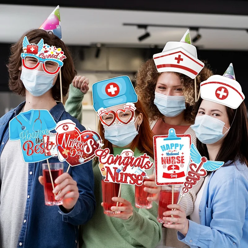 30pcs Doctors Nurses Day Photo Props,Nurse Graduation Congrats Nurse,Thank You Nurses Paper Photo Props