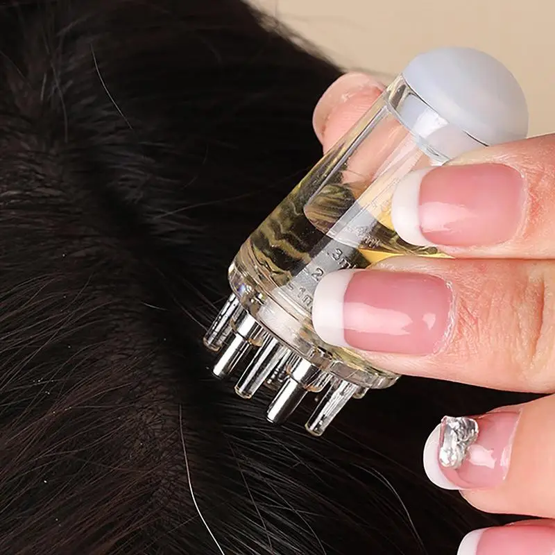Scalp applicator hair growth fluid minoxidil 1-6ml essence with ball massage head drug delivery smear liquid guide comb