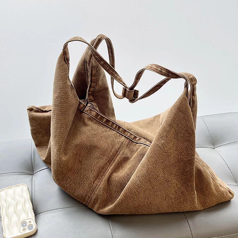 

Korean Oversize Capacity Casual Cloth Bags For Women Luxury Designer Handbags And Purses 2023 New In Denim Splicing Shoulder Bag