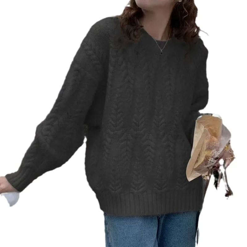 Thick Blue Red Knitted Sweater Pullover for Women