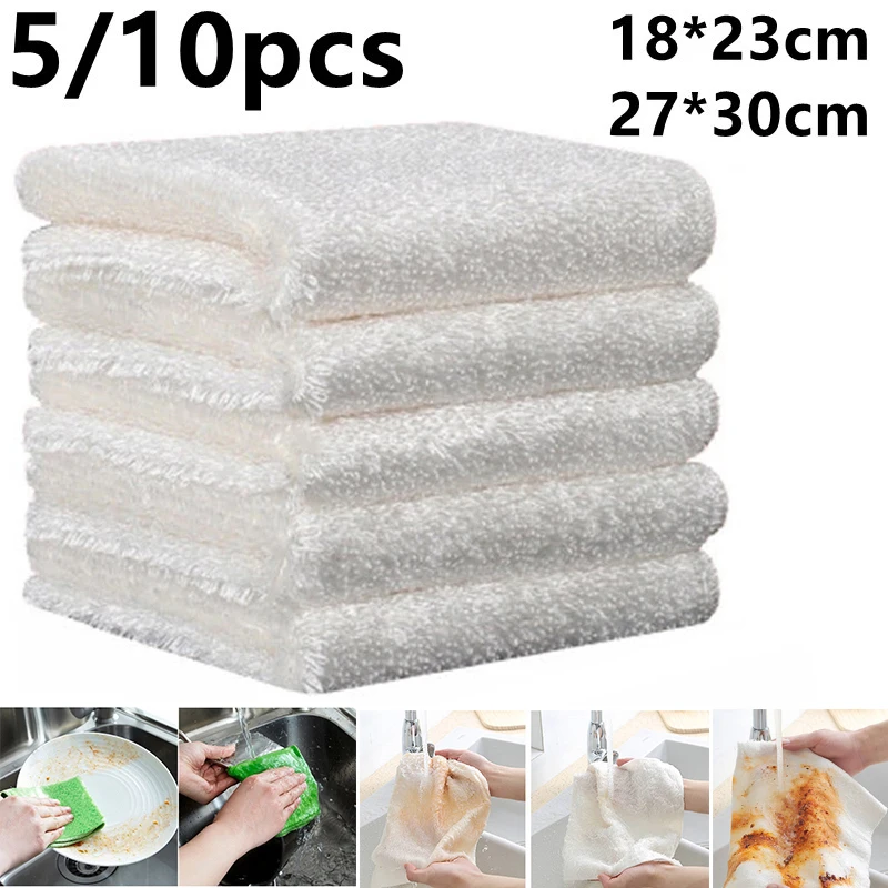 10 pcs Microfiber Cleaning Cloth Bar Rags Tea Towel Hand Towels Kitchen  Dish Rag