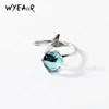 WYEAIIR 925 Sterling Silver Mermaid Blue Crystal Fish Tail Whale Resizable Opening Ring For Women Luxury Jewelry 1