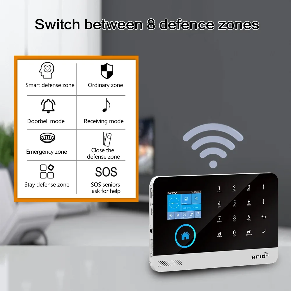 4G WiFi Alarm System Tuya Smart Life APP Control for Home Security Alarm PIR Sensor Door Sensor Smart Home Kit Fire Alarm Panel