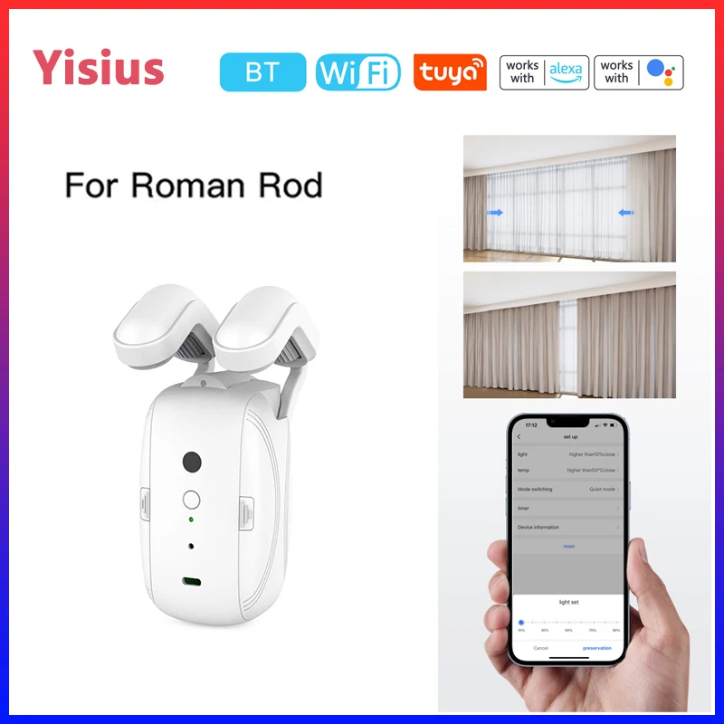 TuyaWIFISmartAutomaticCurtainOpenerBluetoothRomanTURailTrack