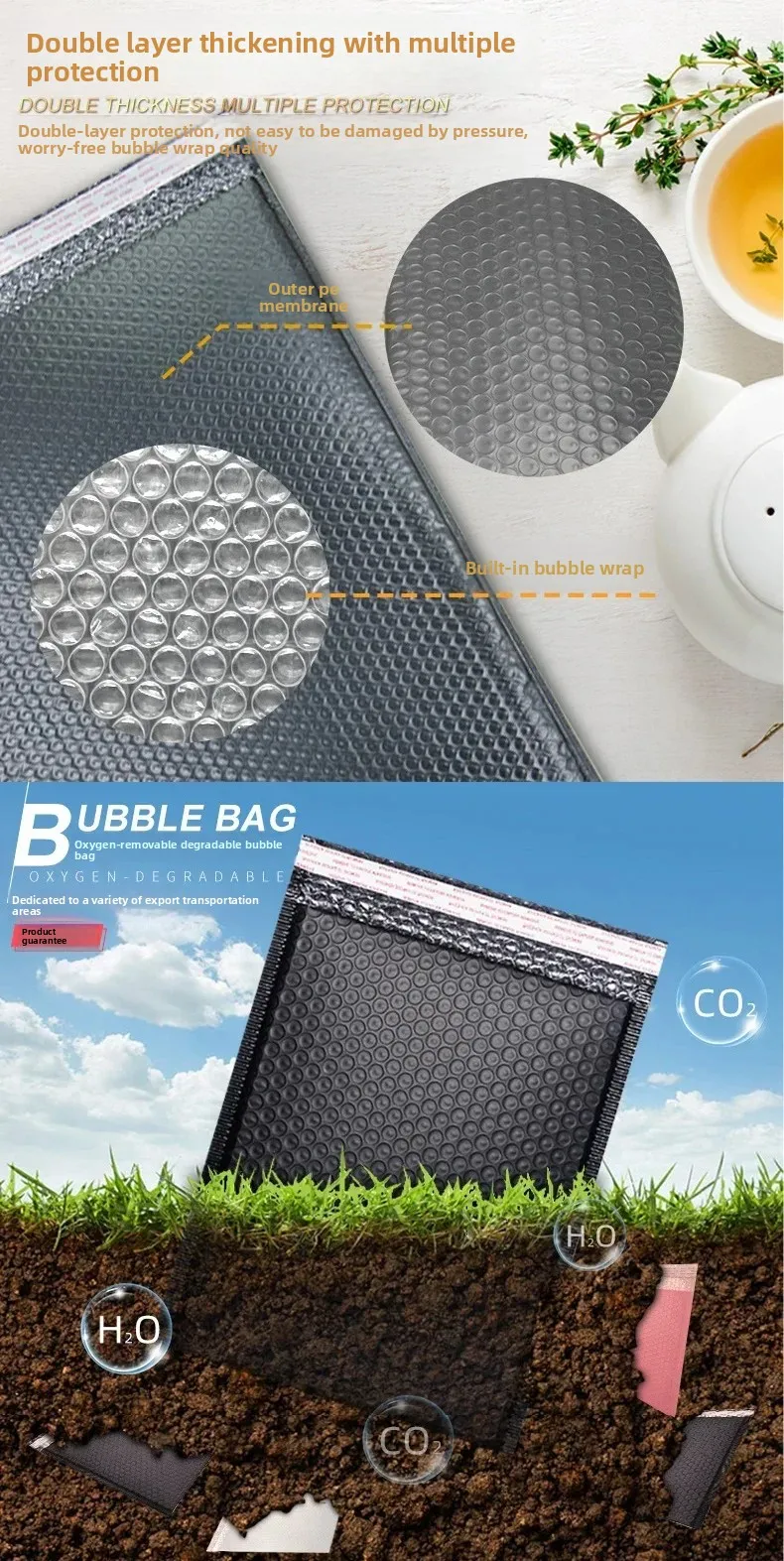 20 Stück/Los Schwarze Schaumstoff-Versandtaschen Selbstklebende Gepolsterte Versandumschläge mit Luftpolsterfolie Versandtaschen Versandverpackungen – Detail 6