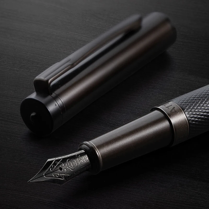Fountain Pen Black Forest Metal Titanium Black Extra Fine Nib Tree Texture Writing Gift