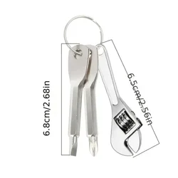 Compact Stainless Steel Multitool Keychain - Versatile EDC & Outdoor Repair Kit (Silver)