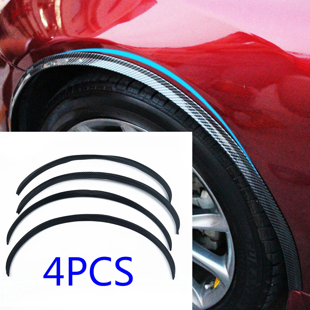 4Pcs Carbon Fiber Car Wheel Eyebrow Arch Trim Lips Strip Fender Flare