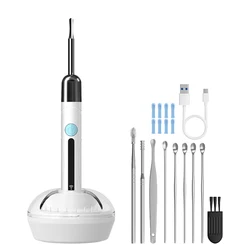 Advanced 1080P WiFi Ear Inspection Camera with Ear Spoon Base - High - Definition Ear Cleaning Otoscope & Wax Removal Tool (White Full Set)
