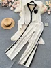 SINGREINY OL Floral Two Piece Knit Set Women Long Sleeve Fashion Cardigan Elastic Waist Casual Winter Sweater Long Pants Suit 1