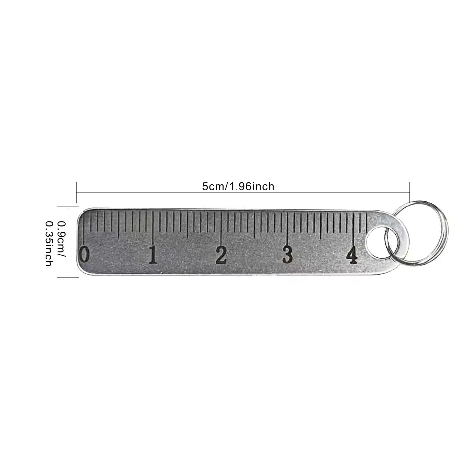 Portable Stainless Steel Mini Ruler With Keychain Measuring Tool For Office And School Supplies Learning Stationery