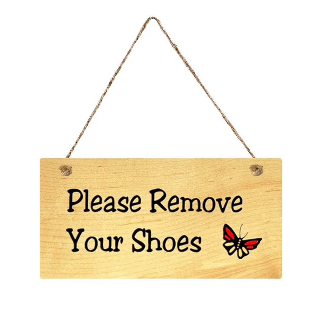 

Wood Hanging Door Sign Wall decor Please Remove Your Shoes for Home Cafe Shop Store