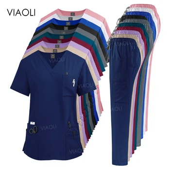 Scrub uniforme medica Scrub da lavoro ospedaliero Set Uniformi per scrub infermieristico all'ingrosso Abiti da lavoro per cliniche di farmacia sanitaria per donne