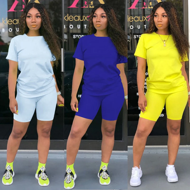 Casual Skinny Biker Home 2 Piece Sets Women's Suit for Fitness Tracksuits with Shorts and Top Blouse Outfits Sweatsuit Female 4X two piece skirt set