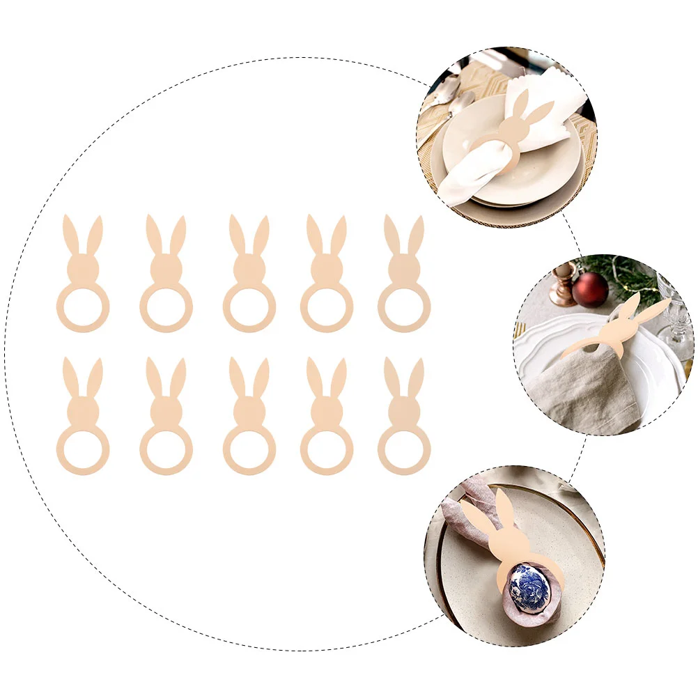 Bunny Shaped Napkin Rings Wooden Napkin Holders Reusable Rabbit Rings Easter Themed Ring Serviette Buckles 10 Pcs