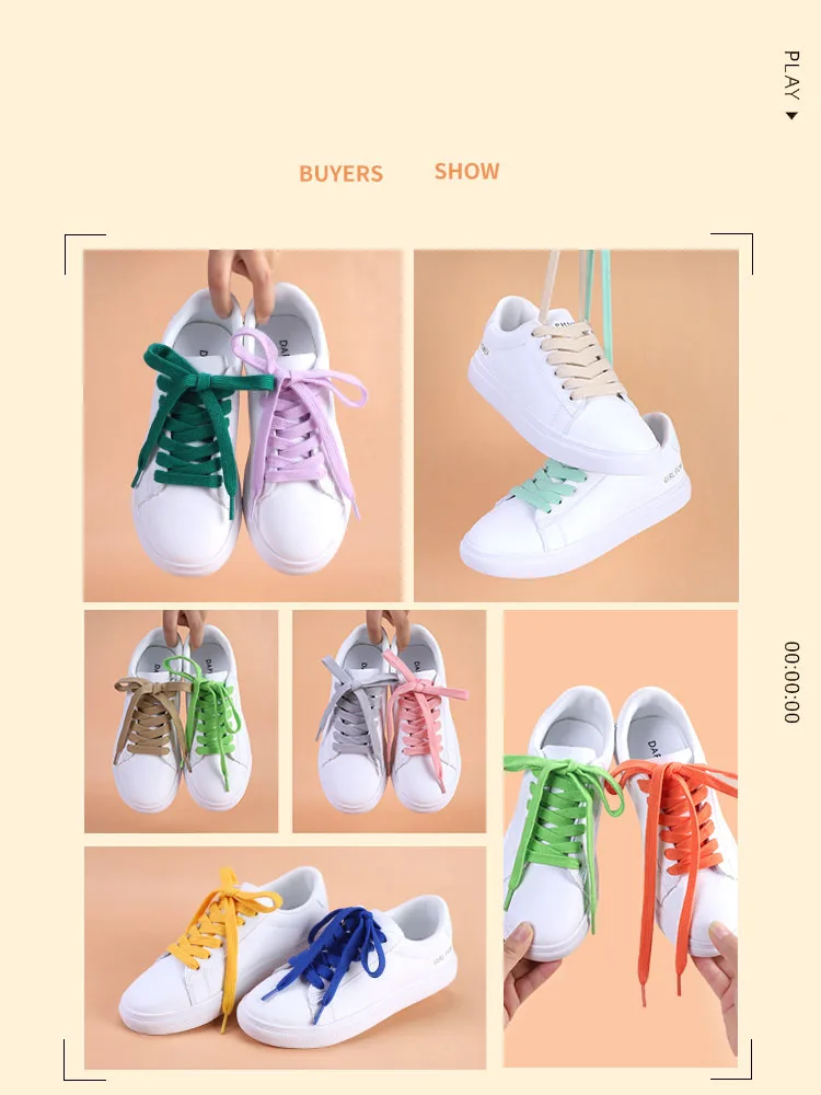 Pair Flat Shoelaces Sneakers Classic Accessories Laces