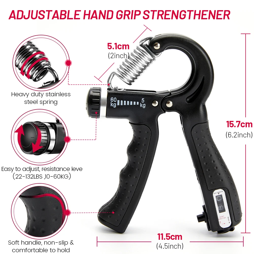 5-60Kg regolabile Heavy Hand Gripper Fitness Hand Exerciser Grip Wrist Training Finger Gripper Hand rinforzante per il paziente