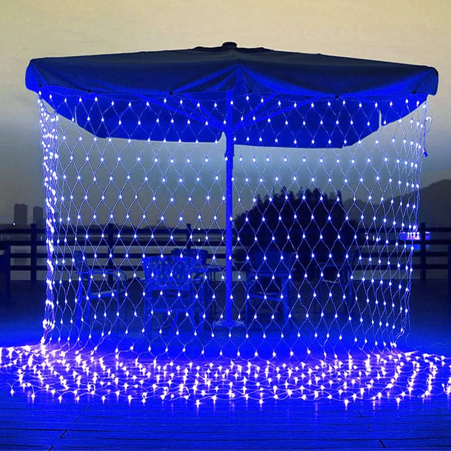 1.5X1.5/3X3/4X1.5M Led 크리스마스 문자열 빛 야외 그물 빛 8 모드 화환 조명 웨딩 가든 잔디 부시 장식