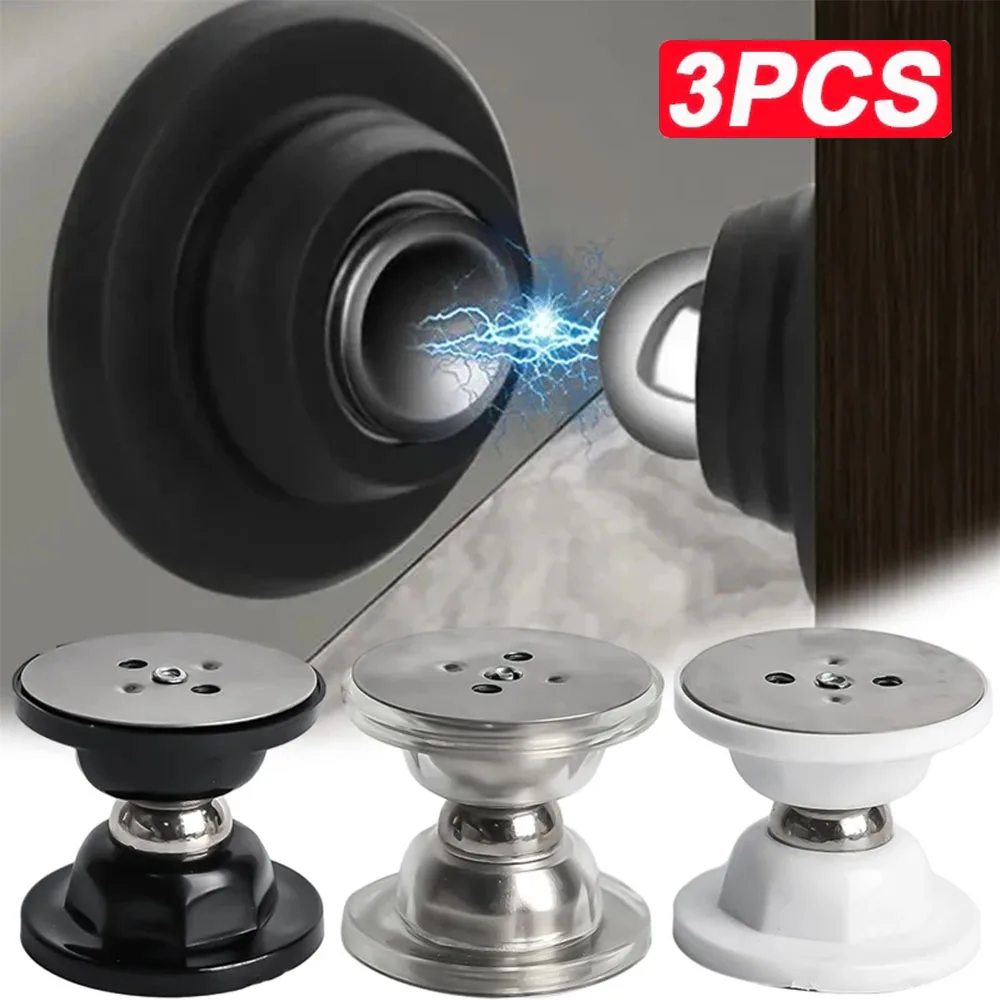 3ชิ้นกั้นประตูแม่เหล็กต่อผู้ถือฟรีหมัดกั้นประตูซิลิโคน4.7ซม. ป้องกันการชนกันลมอุปกรณ์ฮาร์ดแวร์ในครัวเรือน 1