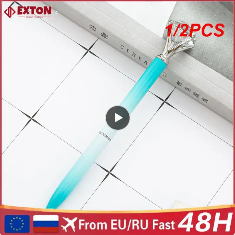 

1/2PCS Crystal Ballpoint Pens Metal Big Pen Creativity School Stationery 1.0mm Rotating Writing Tool Advertising Office