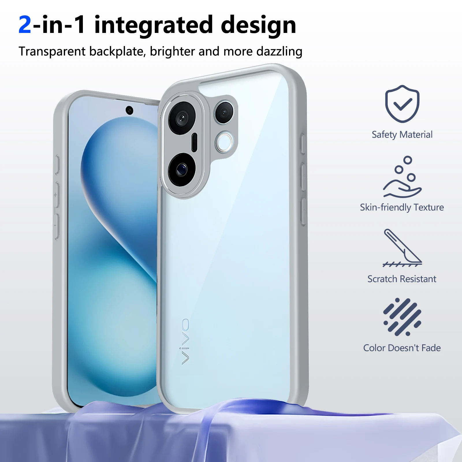 Enhanced Plating Silicone Bumper Shockproof Clear Hard Back Matte Phone Case