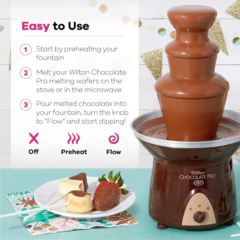 Chocolate Fountain and Fondue Fountain, Keep Chocolate Melted for Easy Treat Dipping, 3-Tier, 16-Inches Tall, 4-lb Capacity