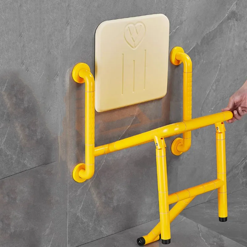 Portable Folding Toilet Bathroom Stool Showe Nonslip Metal Nordic Shower Chair Small Wall Mounted Banyo Taburesi Home Furniture 2