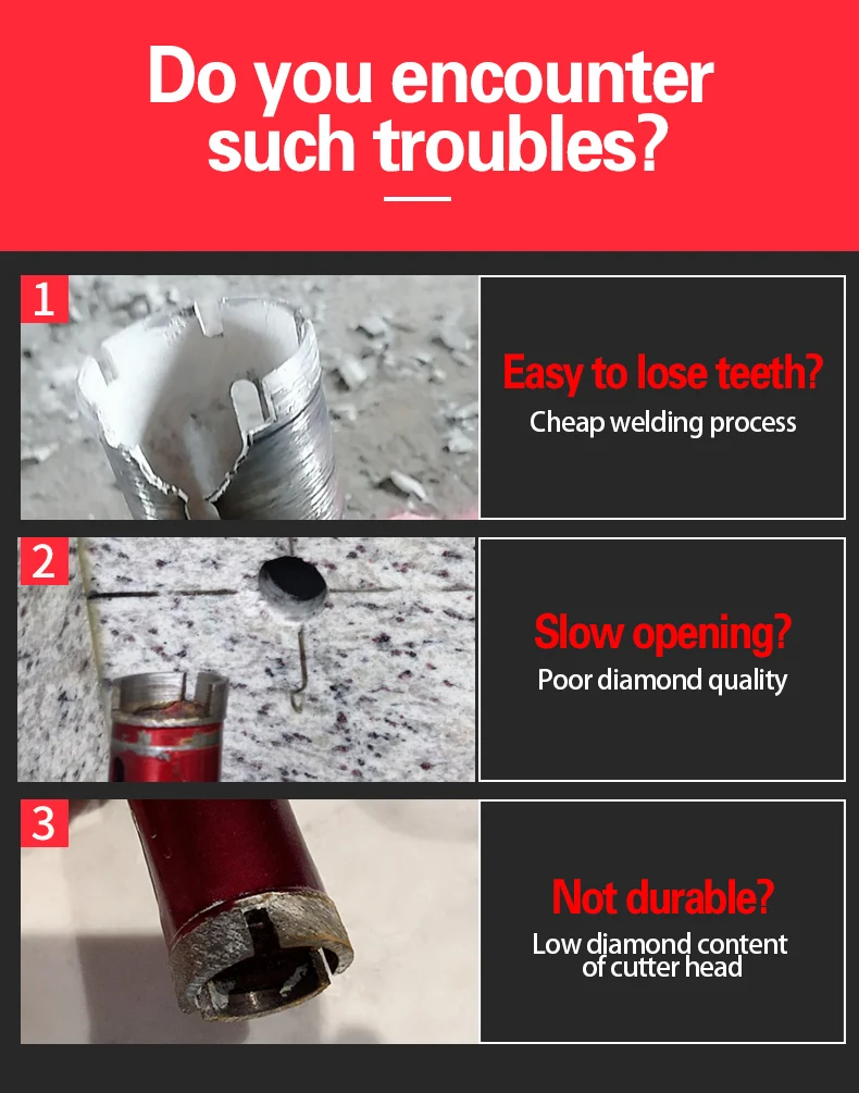 Diamond Step Drill Bit Set (20mm/35mm/50mm) - M10 Thread Hole Opener For Tile, Concrete, Marble