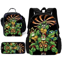 Child School Backpack with Lunch Bags Pencil Bags For Anime Game N-ninjas Turtless School Bags for Boys Girls Best Gift