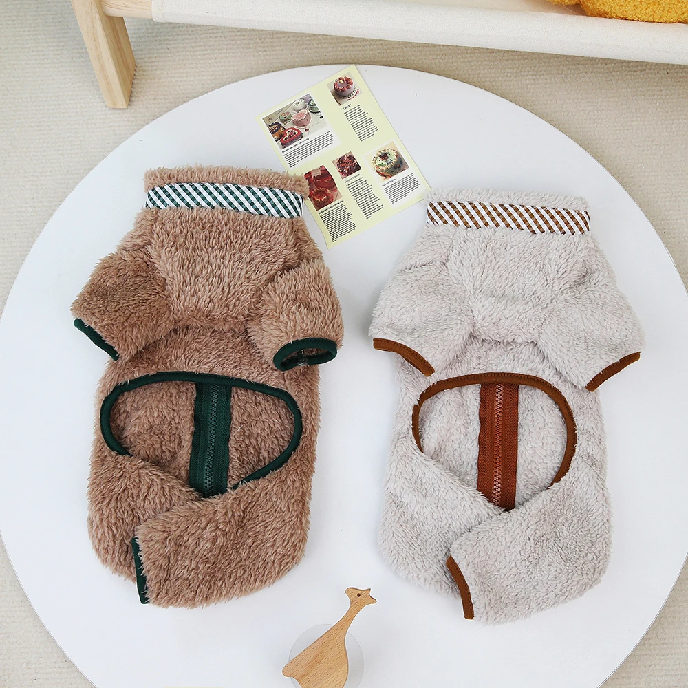 Pet Clothes Soft Warm Dog Jumpsuits Winter Pet Dog Jacket Zipper Small Puppy Yorkie Clothes Onesies Teddy French Bulldog Outfit