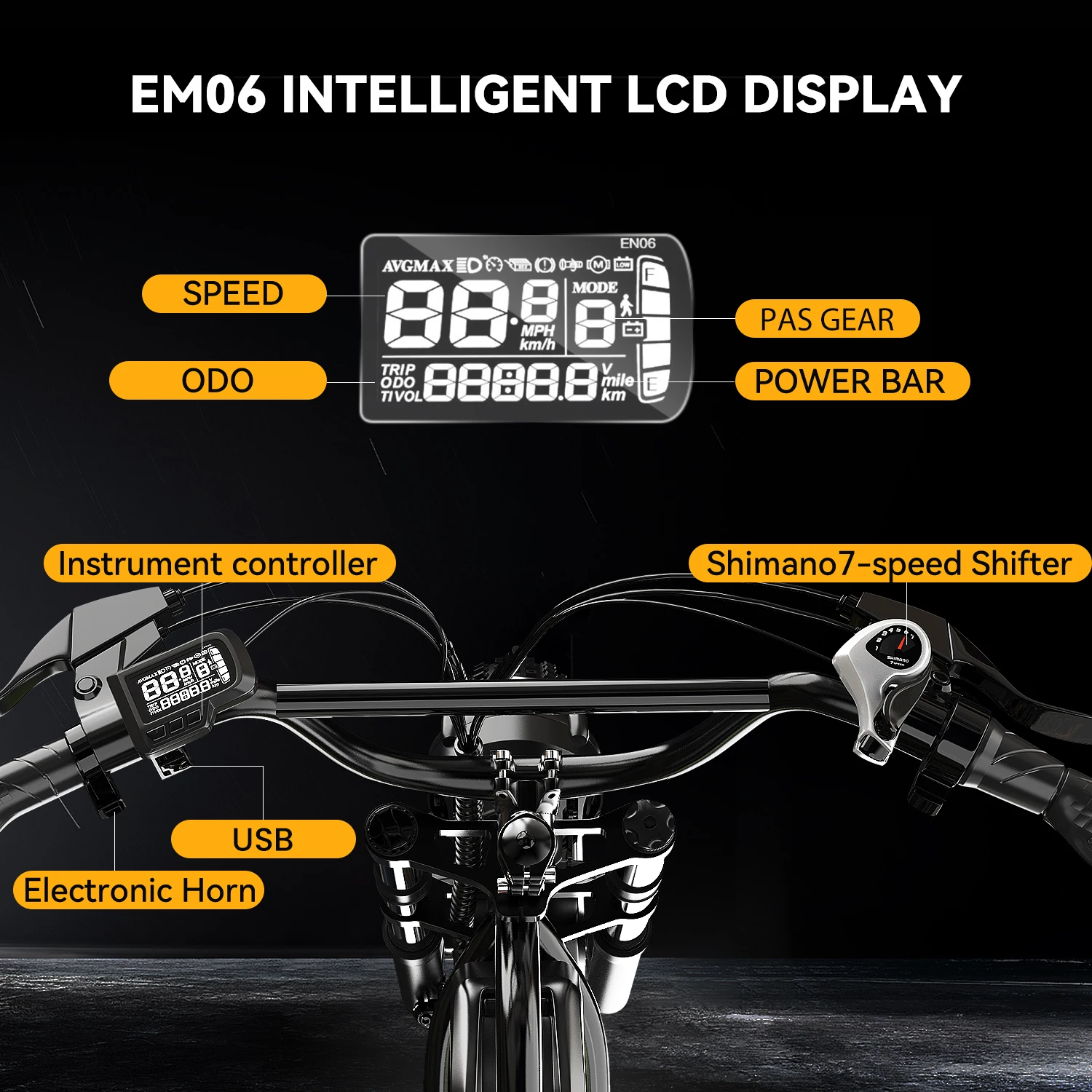 Cybervelo Outdoor Electric Bike for Adults,20"Fat Tire All-Terrain, 80Miles 30MPH 1600W Peak for Sand Mountain motorcycle EK11